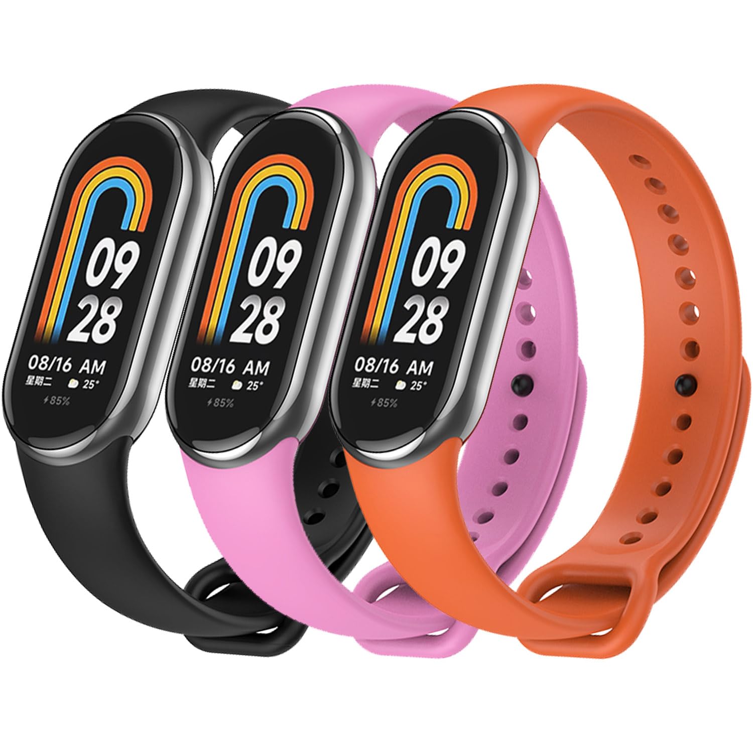 3 Pack Bands for Mi Band 8 Strap/Mi Band 9 Strap Soft Silicone Replacement Sport Wristband for Xiaomi Mi Band 8/9 Watch Band Accessories for Women Men
