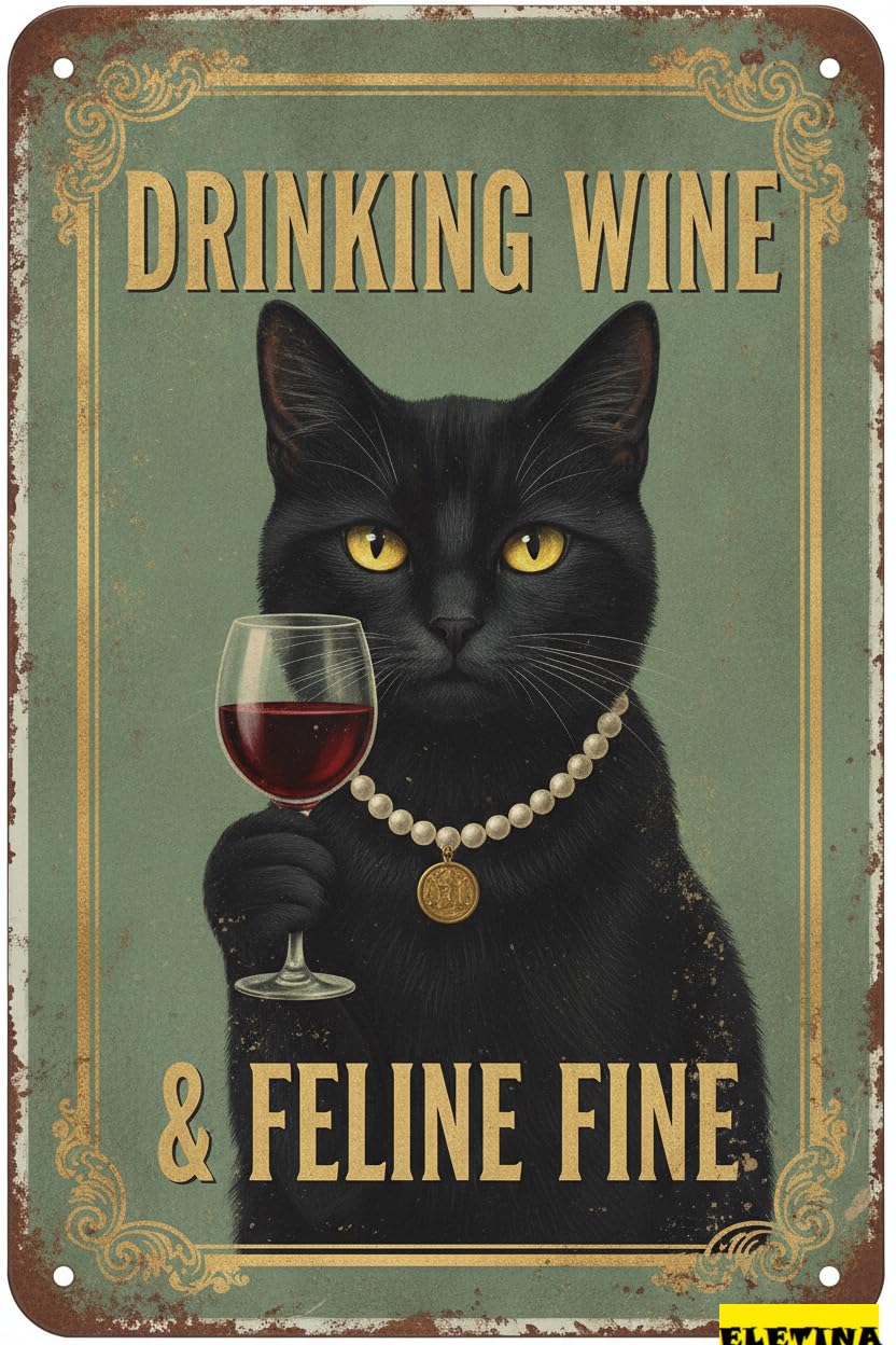 Personalized Sign for Man Cave Funny Black Cat Poster Vintage Metal Pub Gift Bar Wall Decor 8x12 Inch Private Property Decorative