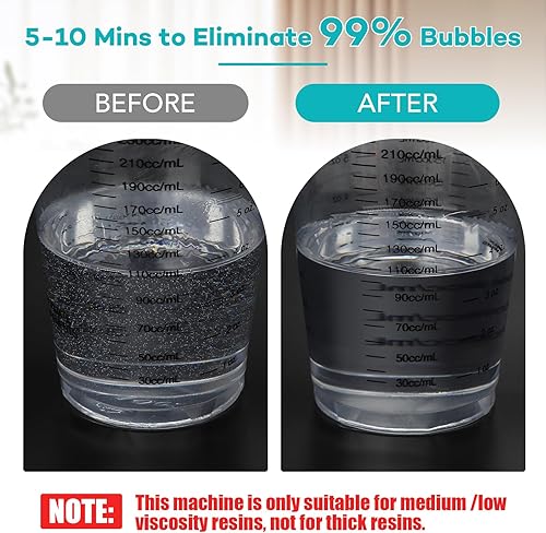 Miniatura 3 de Removedor de burbujas de resina, diseño de pantalla digital, elimina el 99% de las burbujas de aire en 5-10 minutos, cámara de desgasificación al