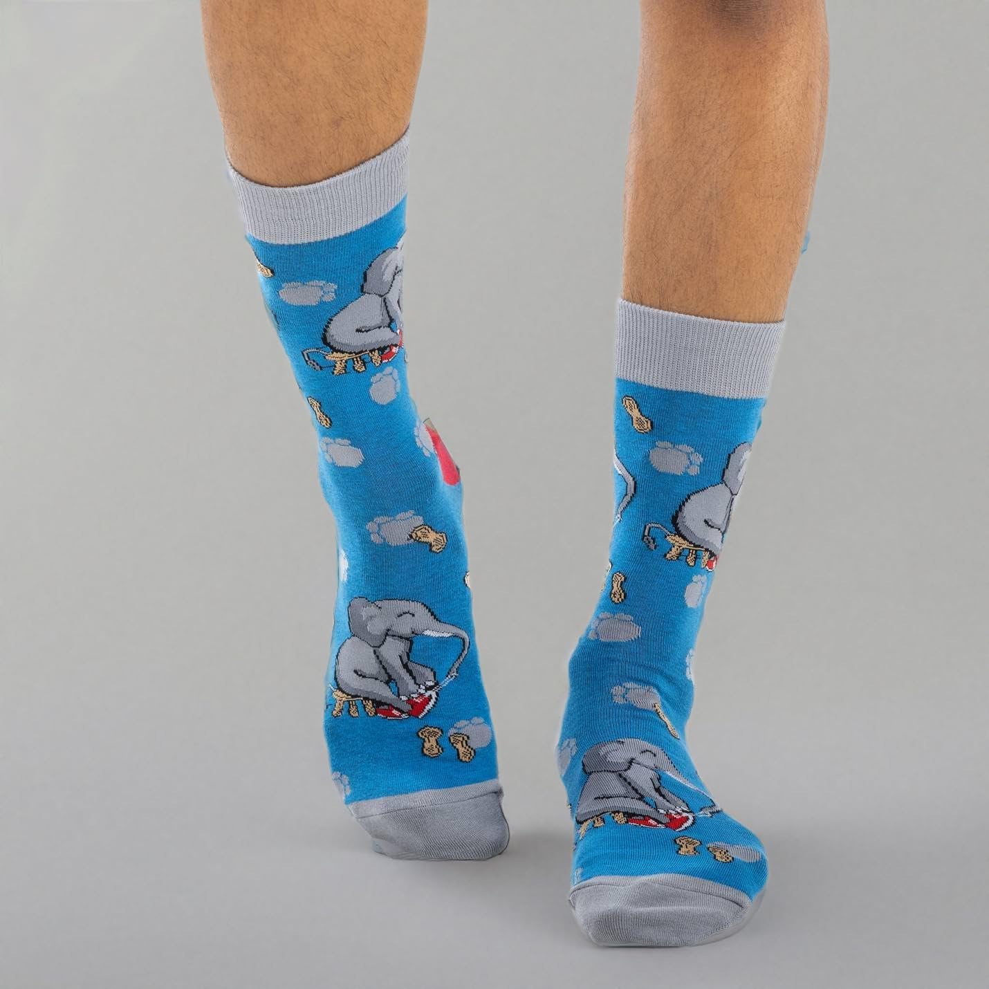 Good Luck Sock Men's Elephant Putting on Shoes Socks, Adult, Shoe Size 7-12 - Image 3