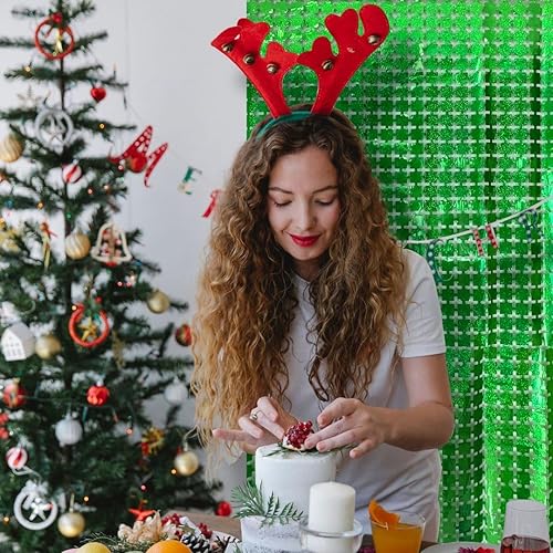 Vista 25 de Cortina cuadrada de oropel para fiesta, 5 cortinas de flecos de papel de aluminio con purpurina, decoración de fiesta, fondo negro para cabina