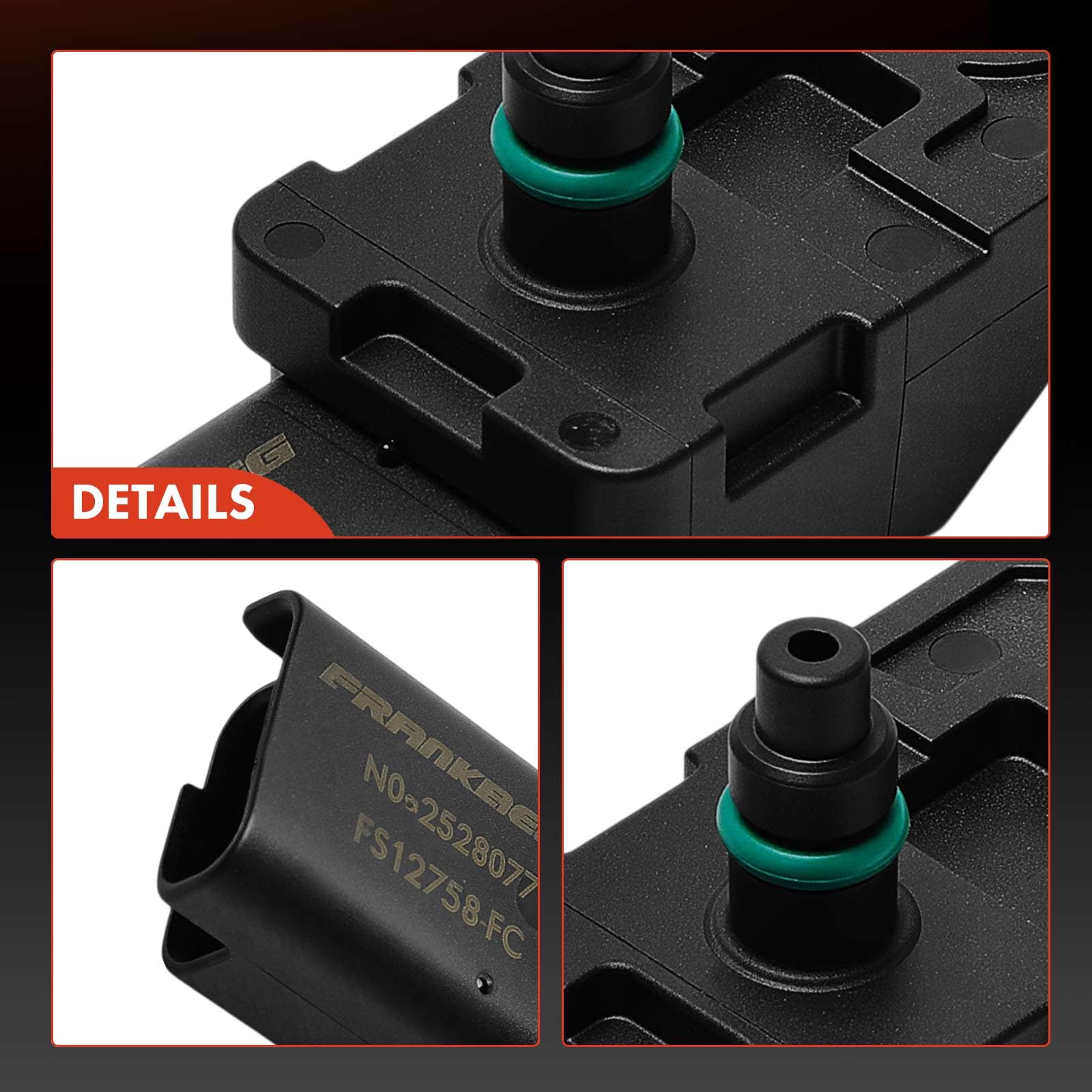 Frankberg Capteur de pression différentielle d'échappement à 3 broches | Compatible avec: Crossland X P17 P2QO, Fourgon Crossland X, Grandland X A18 P1UO, 208 II UB UJ UP UW
