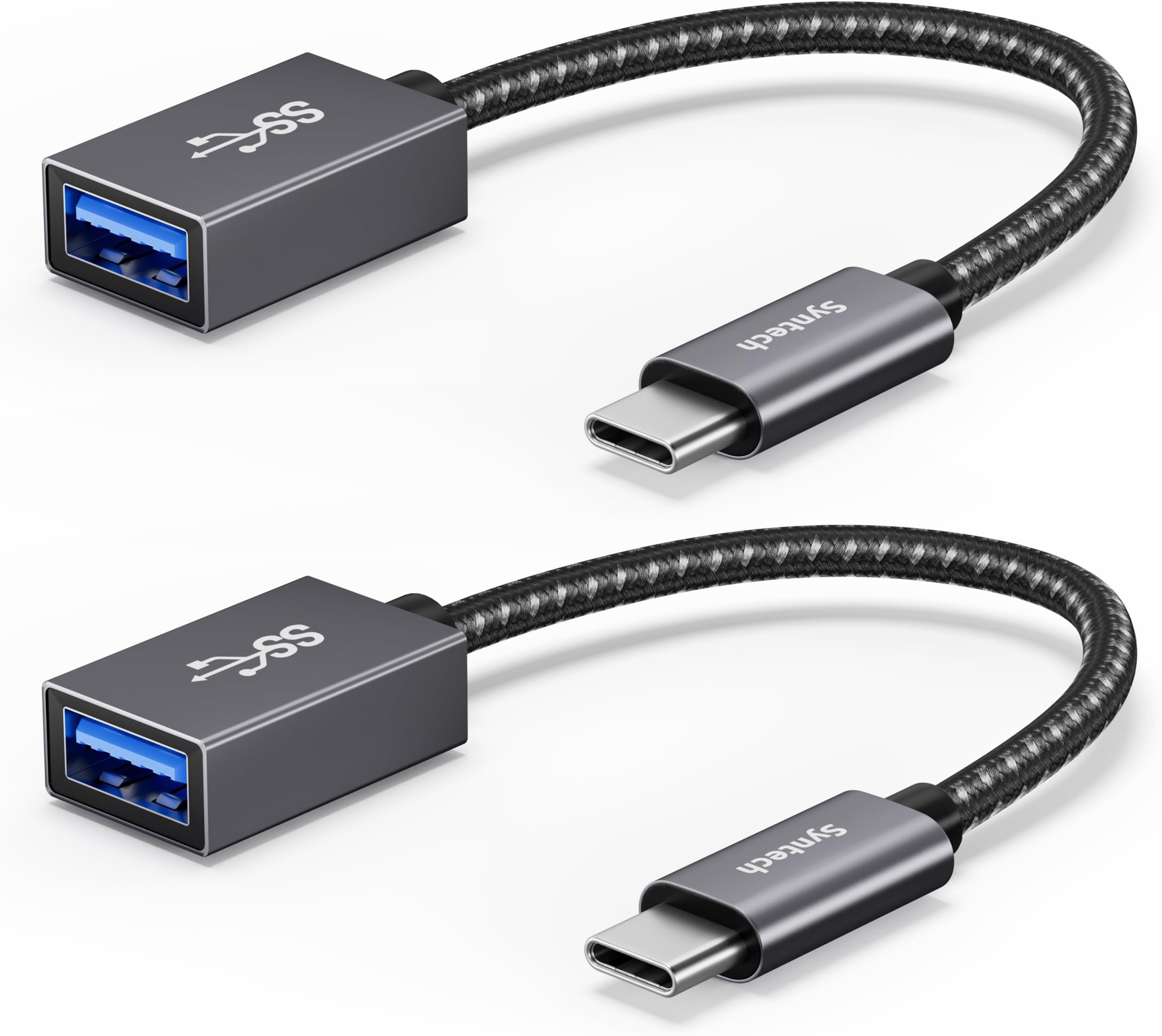 Syntech USB C to USB Adapter, 2 Pack USB C to USB 3, 10Gbps Type C, Thunderbolt 3 to USB Female Adapter OTG Cable Compatible with iPhone 17/16/15 Pro Max, iPad mini 6, MacBook Pro/Air/Neo, Space Gray