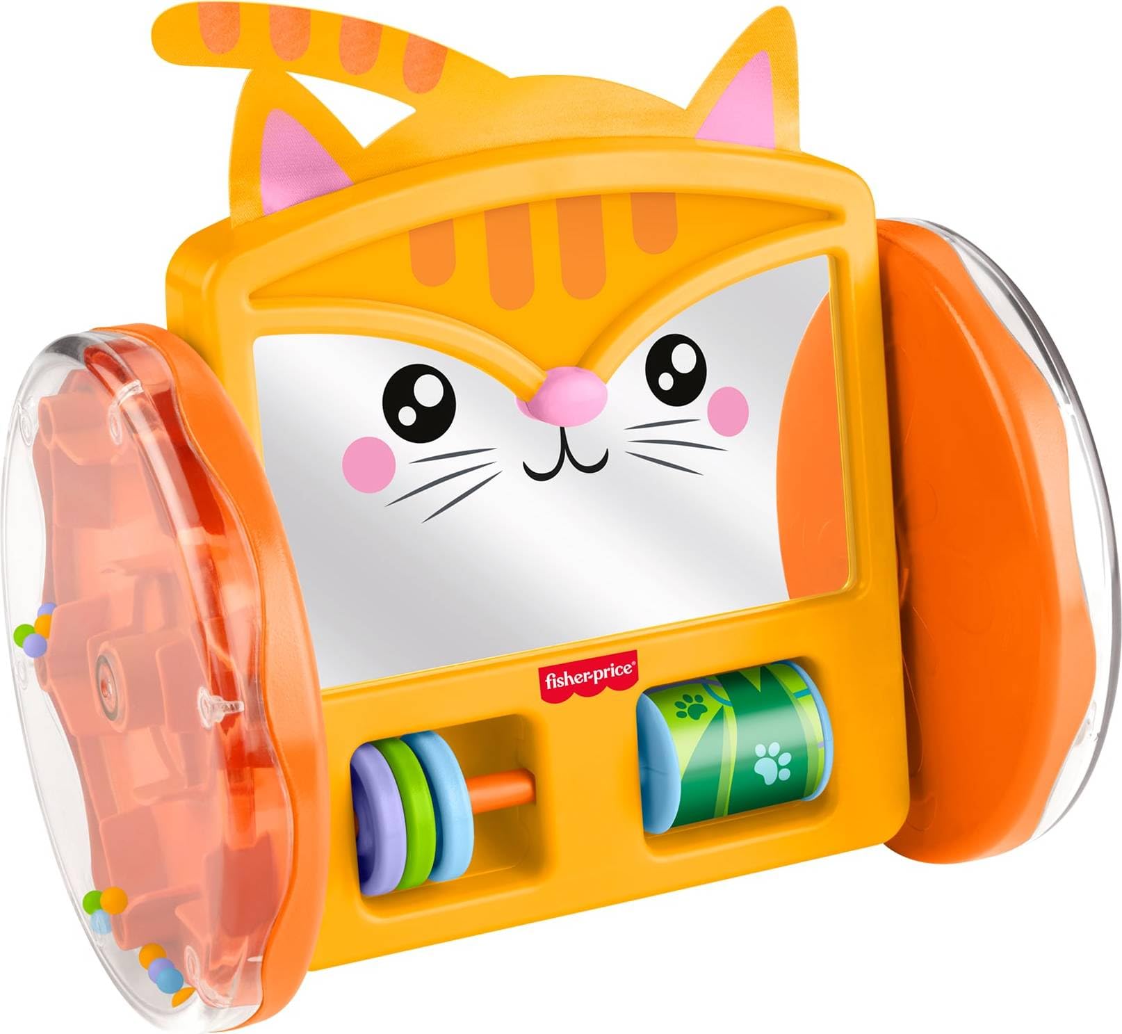 Fisher-Price Baby Toy FP Pets Crawl-After Kitty Lustro dla niemowląt, czas brzucha i aktywność obserwacyjna dla dzieci od 3 miesiąca życia