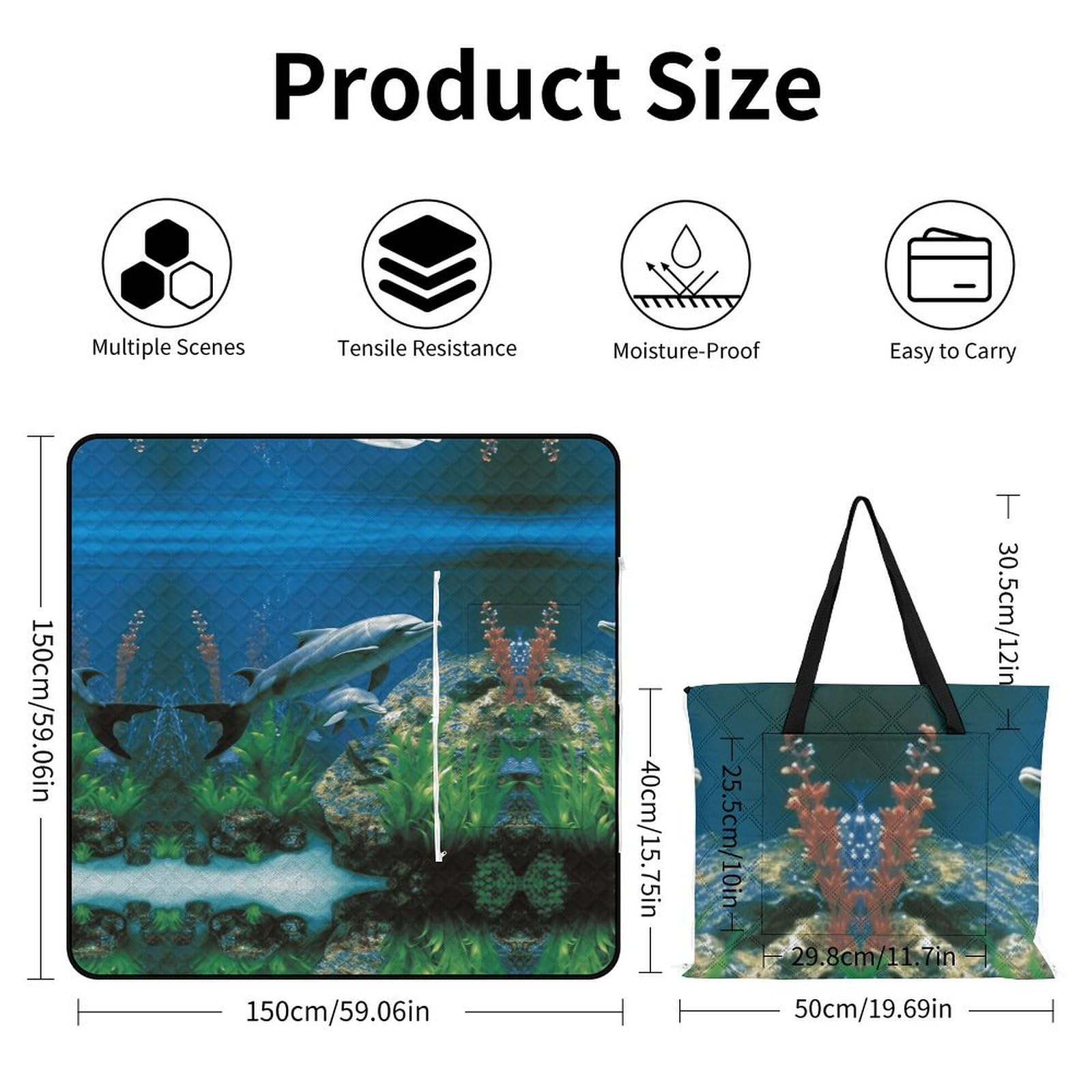Manta de picnic para la playa, tapete familiar, portátil, grande, manta de picnic con estampado biológico, plegable, duradera, para playa, camping, césped, parque, accesorios