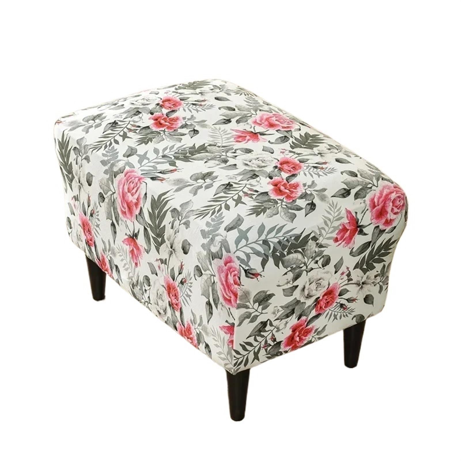 YXINAER Foot Stool Cover 1pcs Printed Ottoman Covers Stretch Footstool Slipcover Washable Rectangle Footrest Cover for Hotel Home(A11)