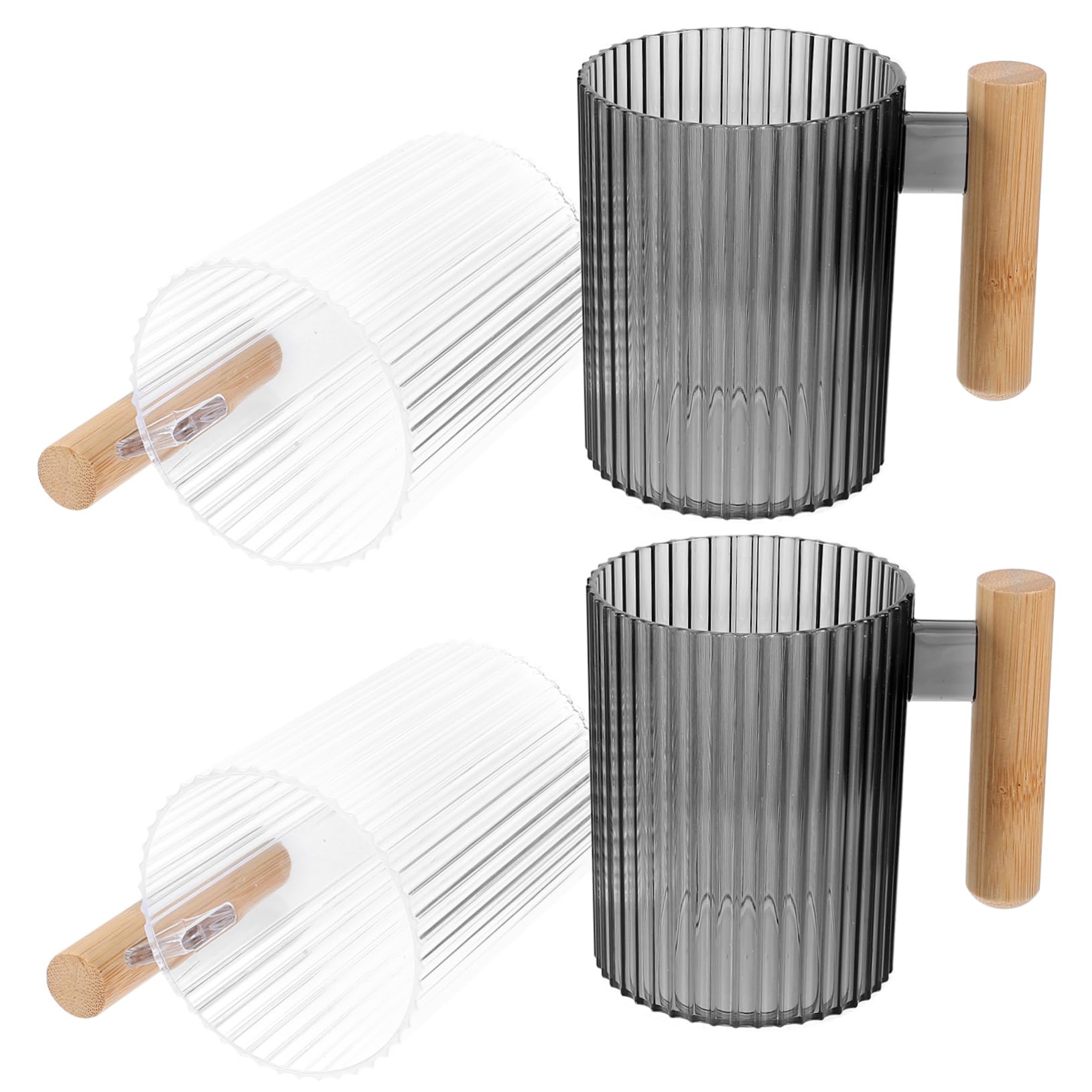 TINEASUR Elegant Toothbrush Storage Cup 4pcs Reusable Toothpaste Holders Large Capacity Brush Cup Plastic for Bathroom Modern Style