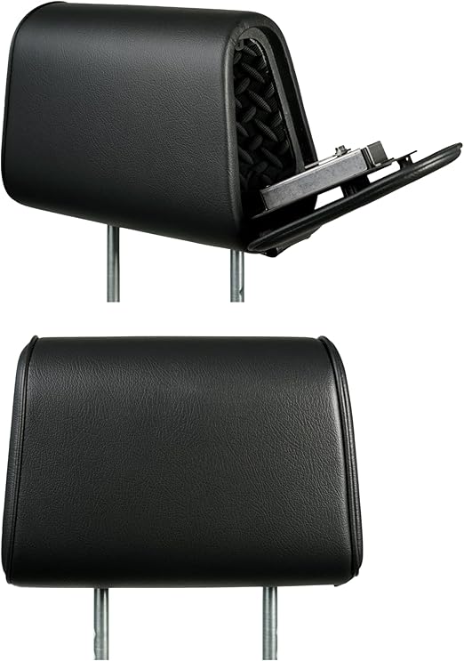 Headrest Set - Passenger Seat with Safe + Companion Driver-Seat (no Safe) Headrest - Black Leatherette