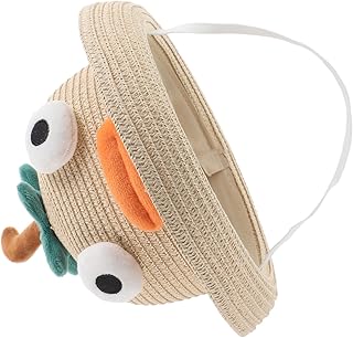 [LIFKOME] ユニークな大きな目の子供用サンハット。つばの広い麦わら帽子。アウトドア チャーに最適な、面白くて な夏の日焼け防止キャップ。