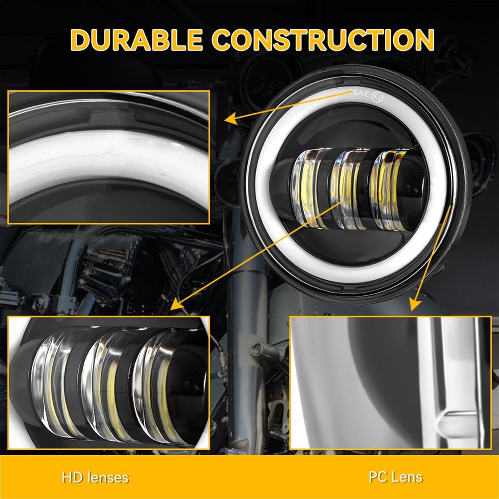 Faro Moto Fendinebbia Halo 4,5" Per Road King LED Fendinebbia | Luce ausiliaria fendinebbia a LED per moto 4,5 pollici per moto Classic per Road King Per fendinebbia a LED 4,5 pollici