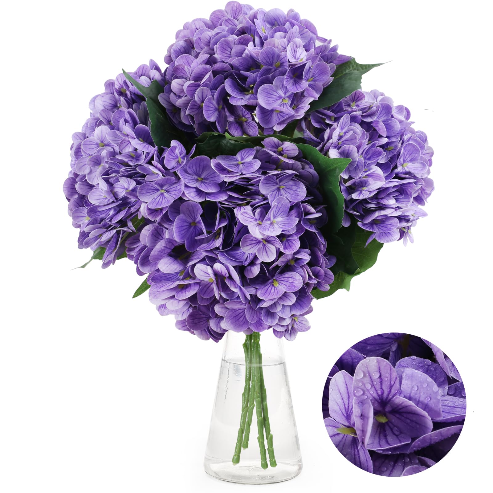 merakdoira Hydrangea Artificial Flowers, 4 PCS Single Long Stem Faux Flowers, 19.6Inch Large Real Touch Fake Flowers Bouquets for Wedding, Home Party, Table Centerpiece, Room & Office Decor (Purple) — image 1