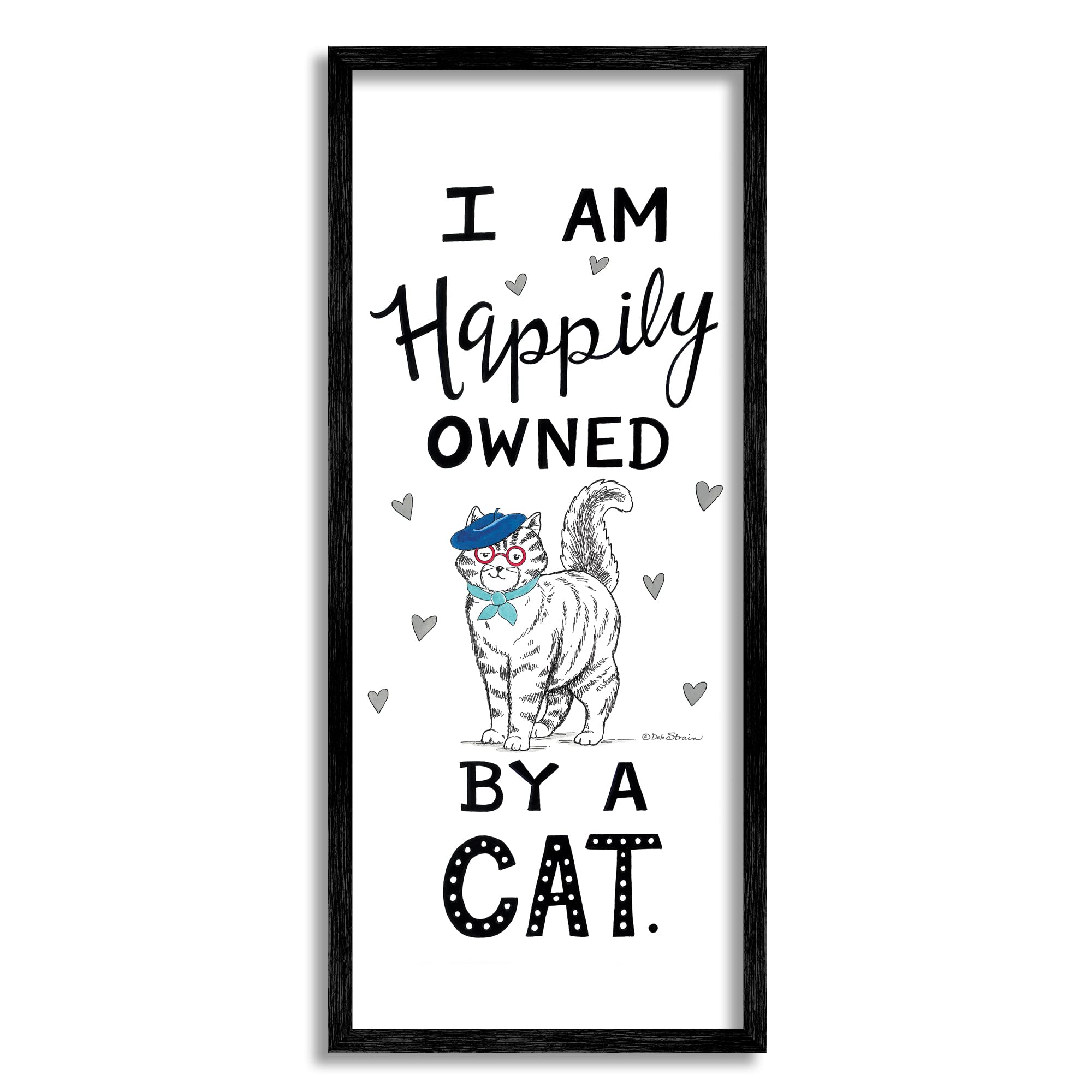 Stupell Industries Happily Owned By Cat Funny Phrase Feline French Beret, Design by Deb Strain