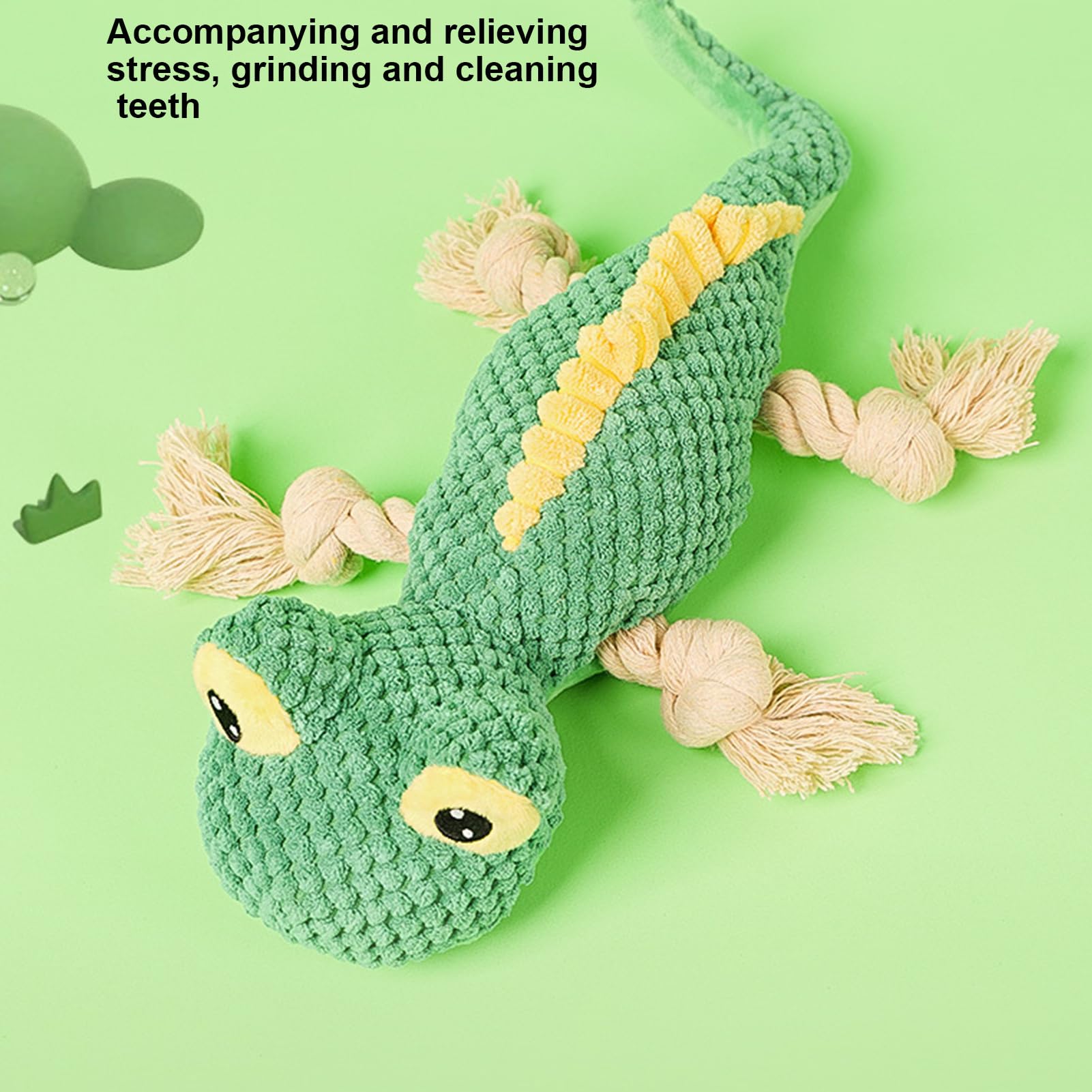 Juguetes de cuerda de felpa para perros, juguetes interactivos para perros lagarto de peluche, ecológico, antimordeduras, juguete suave y chirriante para perros pequeños y medianos Bellv