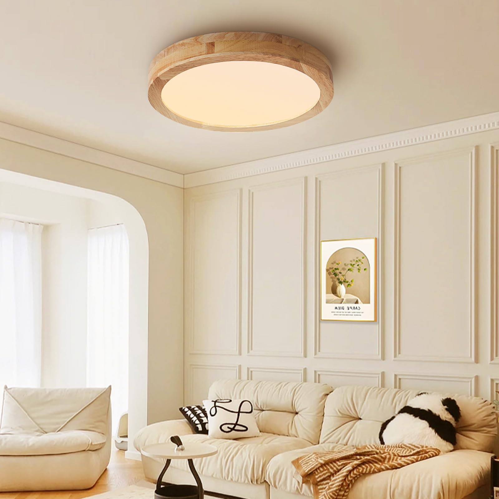 Plafon led techo Madera, 50cm Lampara techo Regulable 3000K-6000K | 36W Plafones para techo led Redondo Lampara de Techo con Mando a Distancia, Luz de Techo para Dormitorio Cocina Salon