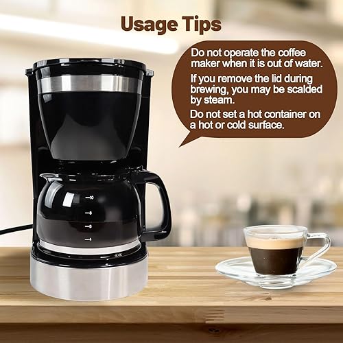Miniatura 7 de Cafetera de goteo de 10 tazas, cafetera antigoteo de un solo toque con jarra de filtro reutilizable, para mantener el calor, cuchara, cafetera,