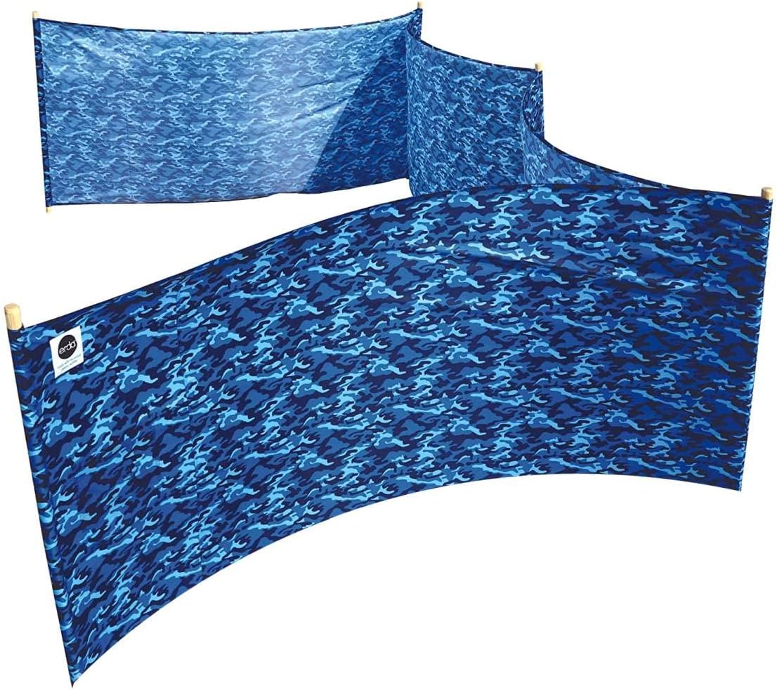 Ocean Camo Pro Beach Recycled Polyester Rip-Stop 20 ft Lightweight Windscreen, Privacy Screen, Wind Blocker, Free Matching Shoulder Bag (NEW Mahogany Wood Poles)