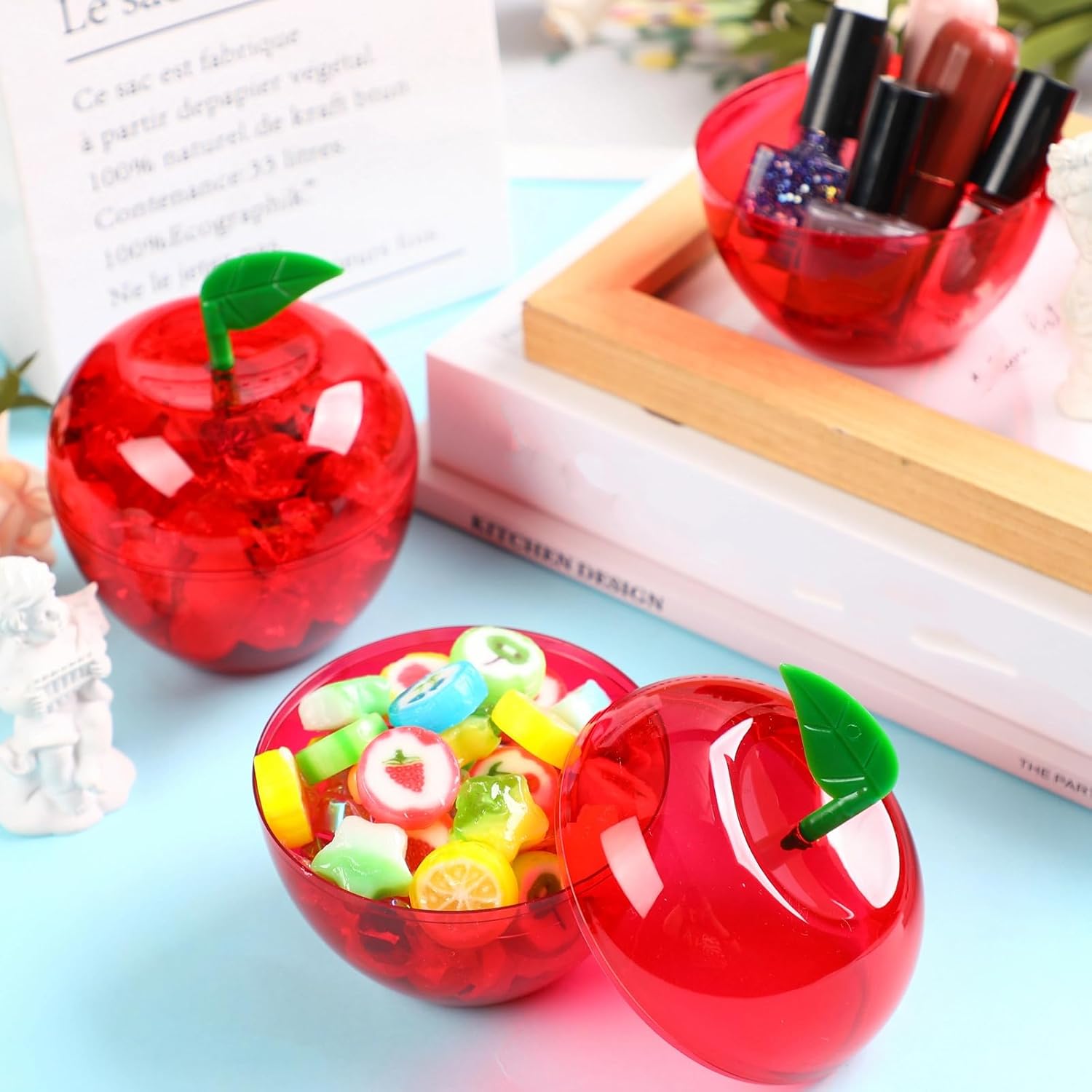 Tanlade 50 Pcs 4.1 x 3.7 Teacher Appreciation Week Gifts Plastic Apple Container Bulk Red Candy Boxes Holder Thank You Gift for Apple of My Eye Teacher Appreciation Gifts Back to School Party Decor