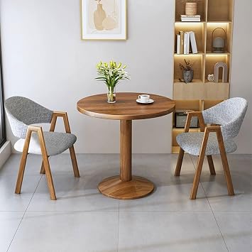 Office Table and Chair Set for 2, Small Round Conference Table with Backrest Chair, 3-Piece Space Saving Negotiation Reception Room Tables Chair Coffee Table(Gray)