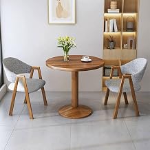 Office Table and Chair Set for 2, Small Round Conference Table with Backrest Chair, 3-Piece Space Saving Negotiation Reception Room Tables Chair Coffee TableGray