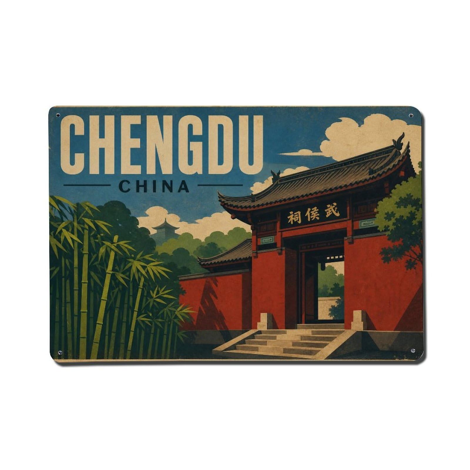 China Chengdu Travel Destination Retro Regional Metal Tin Sign