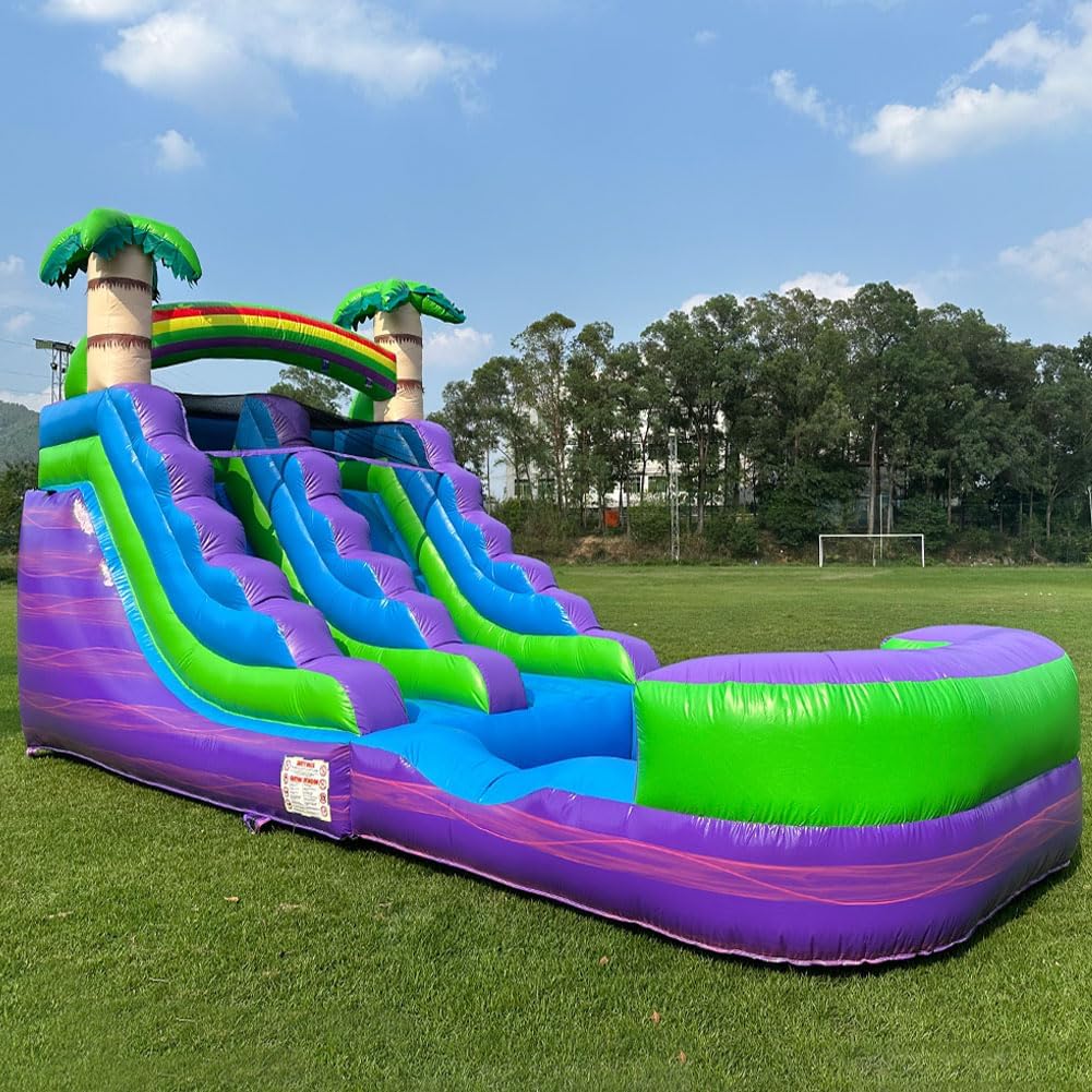 21’ Purple Tropical Lightweight Premium Commercial Grade Water Slide Inflatable – B0F1CKRS6T