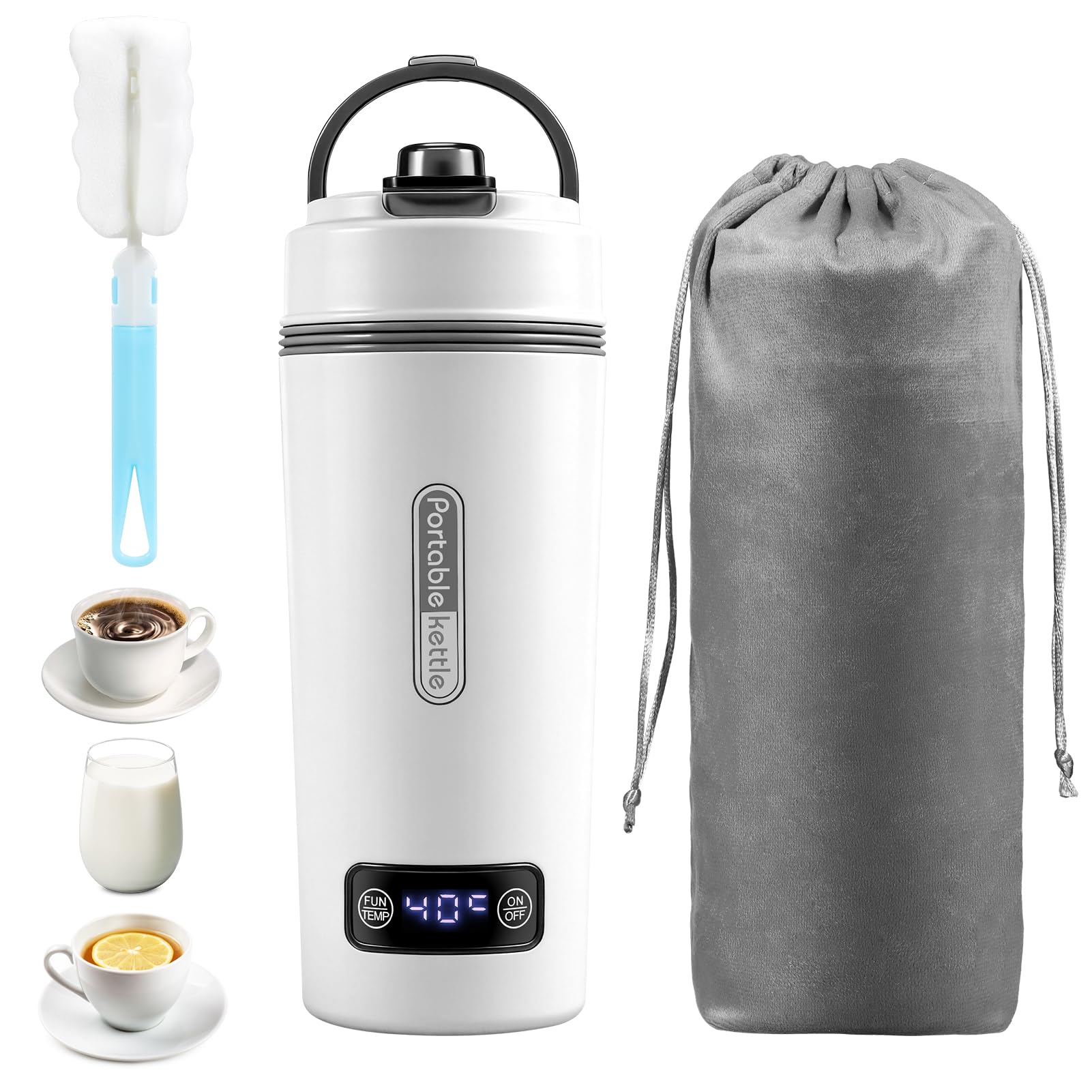 Portable Electric Kettle, 350ML Electric Travel Kettle With 4 Smart Tempe Preset & Drinking Spout 300w Kettles Electric Fast Boil Quiet Kettle Water Heater for Making Tea Coffee Milk Home Office Hotel