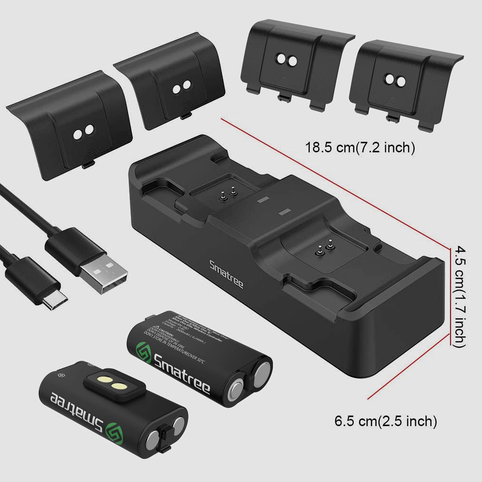 Smatree Station de chargement Xbox Series - Double station de charge avec batterie rechargeable pour Xbox Series X/Xbox Series S/Xbox One/Xbox One S/Xbox One X/Xbox One Elite