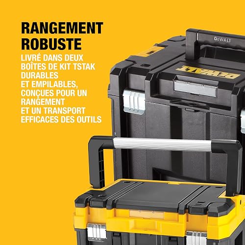 DEWALT - Pack 5 outils XR 18V, 1 perceuse-visseuse, 1 visseuse à chocs à 3 vitesses, 1 scie sauteuse, 1 scie circulaire, 1 lampe LED, 3 batteries 5Ah, 1 chargeur et 2 coffrets TSTAK, DCK551P3T-QW - 7