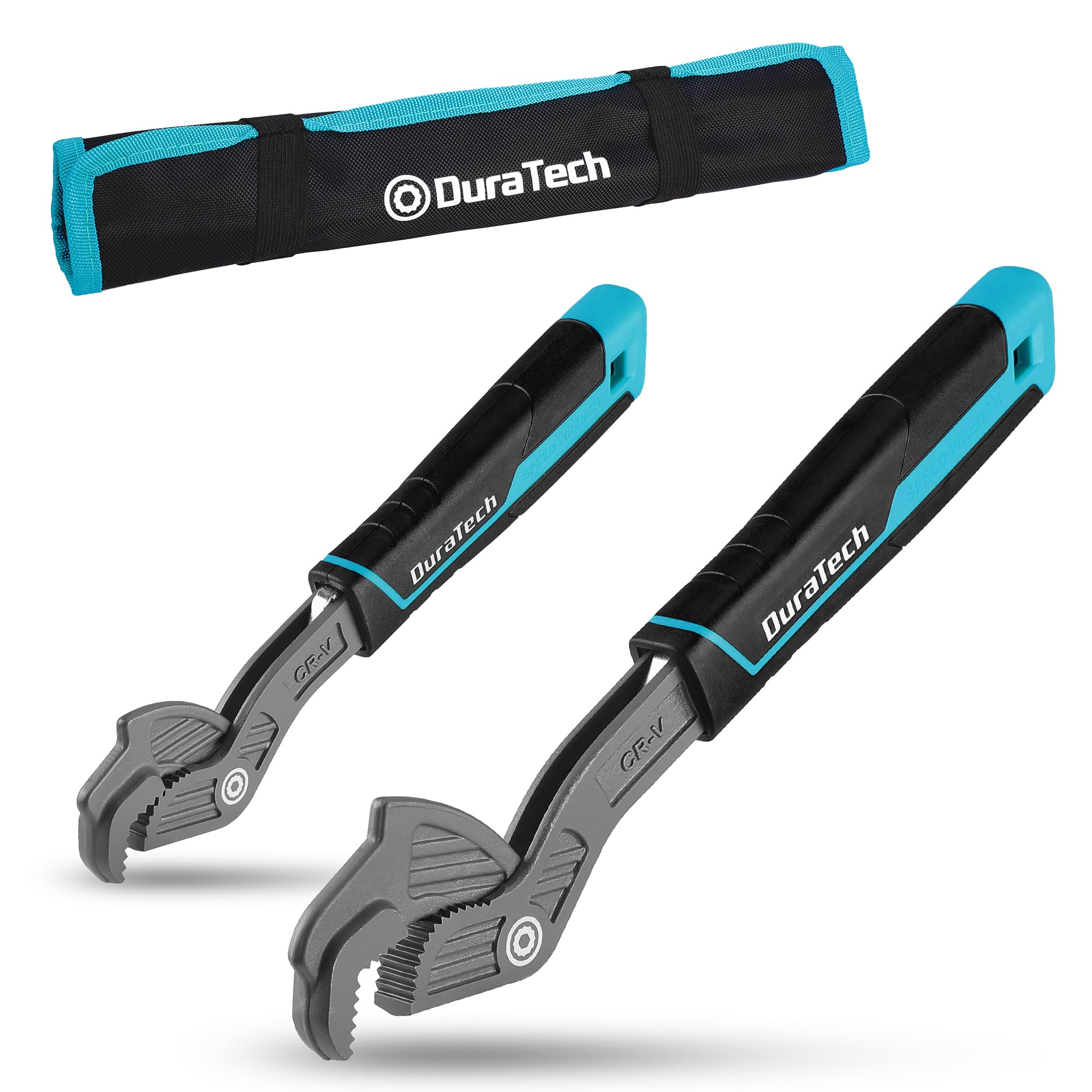 DURATECH 2-Piece Self-Locking Spanner Set, 200 mm & 300 mm Self Adjusting Wrench, Adjustable Pipe Wrench 9–41 mm, CR-V Steel, Non-Slip TPR Handle for Plumbing, Mechanic & DIY