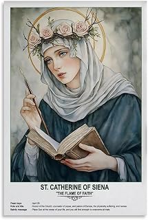 Saint Catherine of Siena Poster,Saints Art,Religious Wall Art Canvas for Bedroom Living Room Decor 08x12inch(20x30cm) Unframe-style