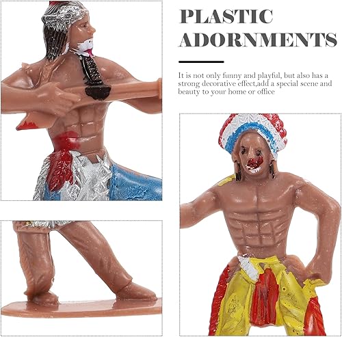 Miniatura 6 de NUOBESTY Juego de figuras de indios de plástico, figuras de acción de indios nativos americanos y accesorios para decoración de caja de arena en