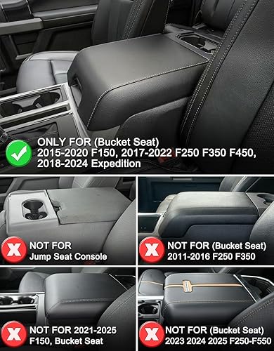 Miniatura 2 de KBH Funda para reposabrazos de consola central automática para Ford F150 2015-2020, F250 F350 F450 F550 2017-2022, Expedition 2018-2024, solo