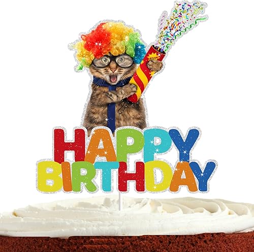 Miniatura 5 de Divertida decoración de pastel de gato para niños y niñas, suministros de fiesta de cumpleaños de gatos y mascotas, decoración de fiesta de