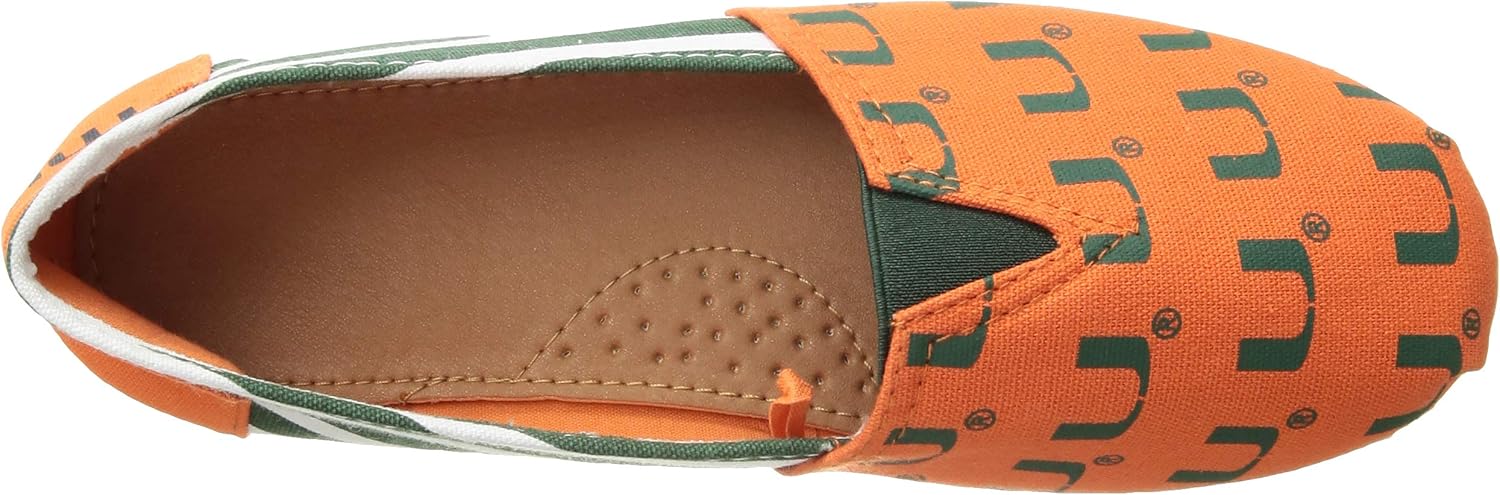 FOCO Miami Hurricanes NCAA Womens Stripe Canvas Shoes - XL