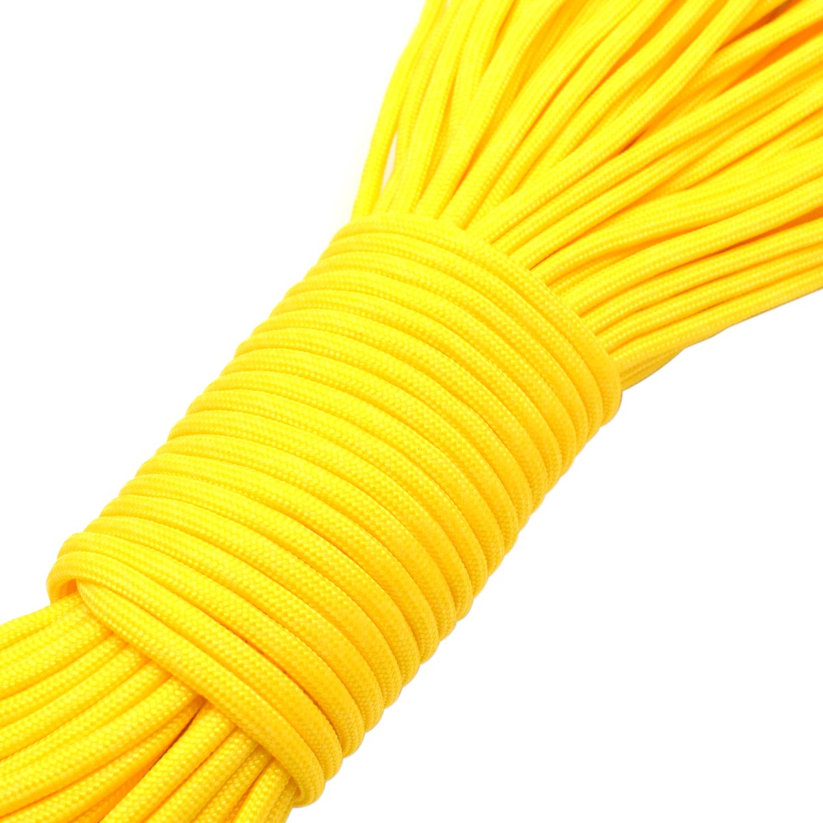 100ft Type III 7 Strand Core Paracord 550 Parachute (19# Yellow)