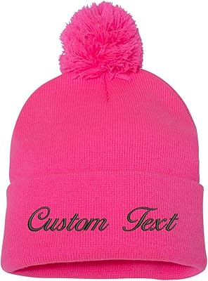 INK STITCH Sp15 Pom Pom Customized Custom Beanies - 28 Colors (Neon Pink)