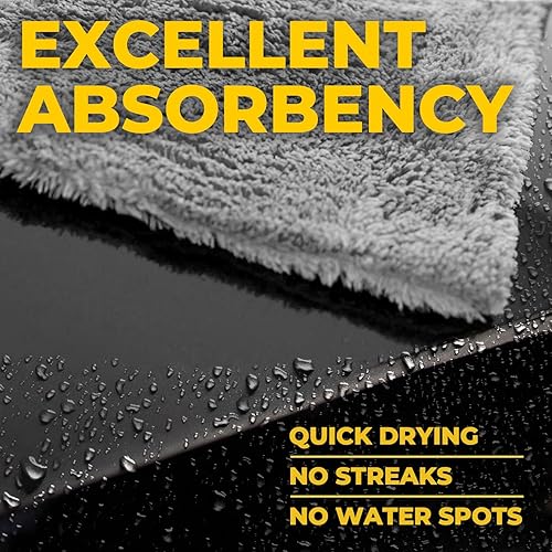 Miniatura 16 de Toallas de microfibra sin bordes para automóviles, paquete de 6 (12 x 12 pulgadas), 540 GSM, detalles y pulido súper suaves, paños de limpieza