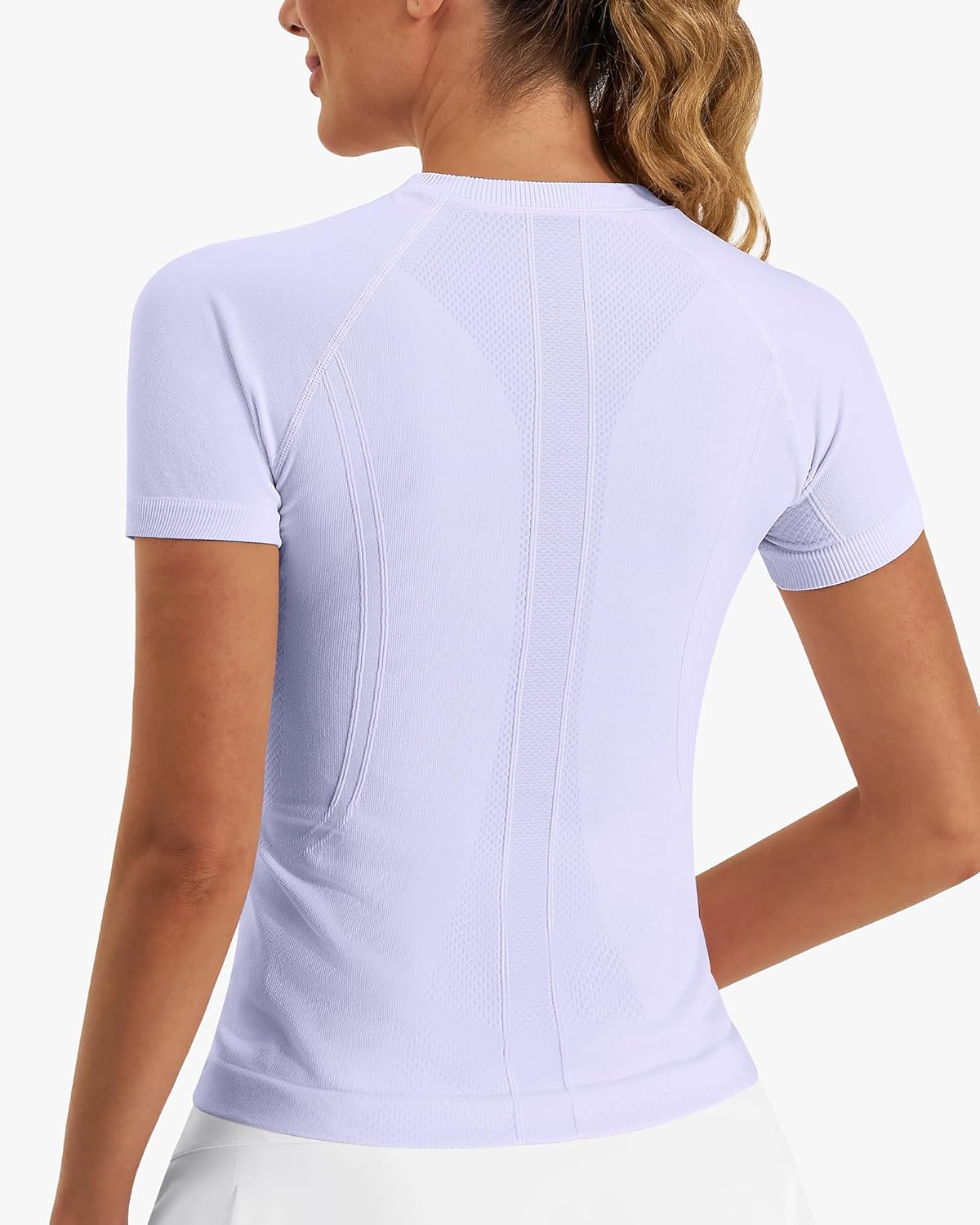 Stelle Women Workout Tops Short Sleeve Seamless Athletic Shirts Yoga Gym Sports Breathable Tees