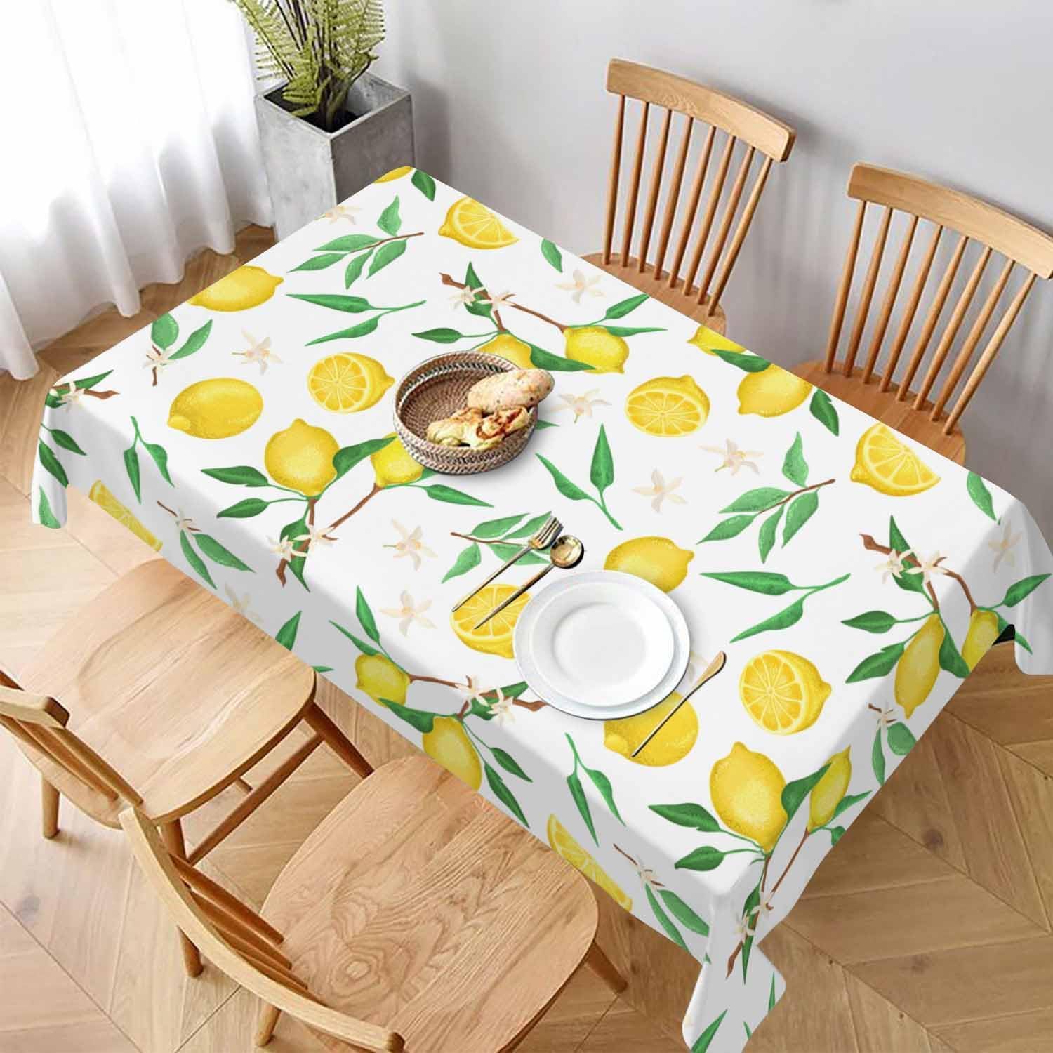 Tovaglia Antimacchia 300x140 cm Rettangolare Limoni Tovaglie Impermeabile 3 Metri Copritavolo Poliestere Protezione Tavolo Limone, per Feste (12-14 Posti) a-2738