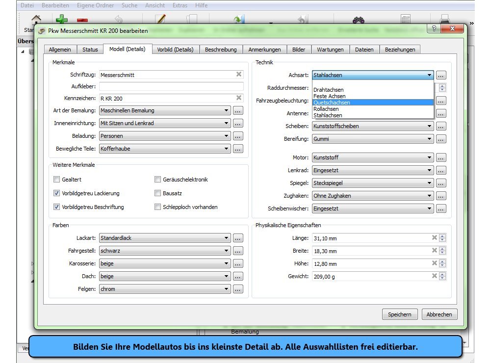 Software f. Verwaltung v. Modellautos - Stecotec Modellauto-Archivator 14 - Verwalten Sie Ihre Modelle samt Zubehör am PC - Katalog / Datenbank Programm zur Modellautoverwaltung
