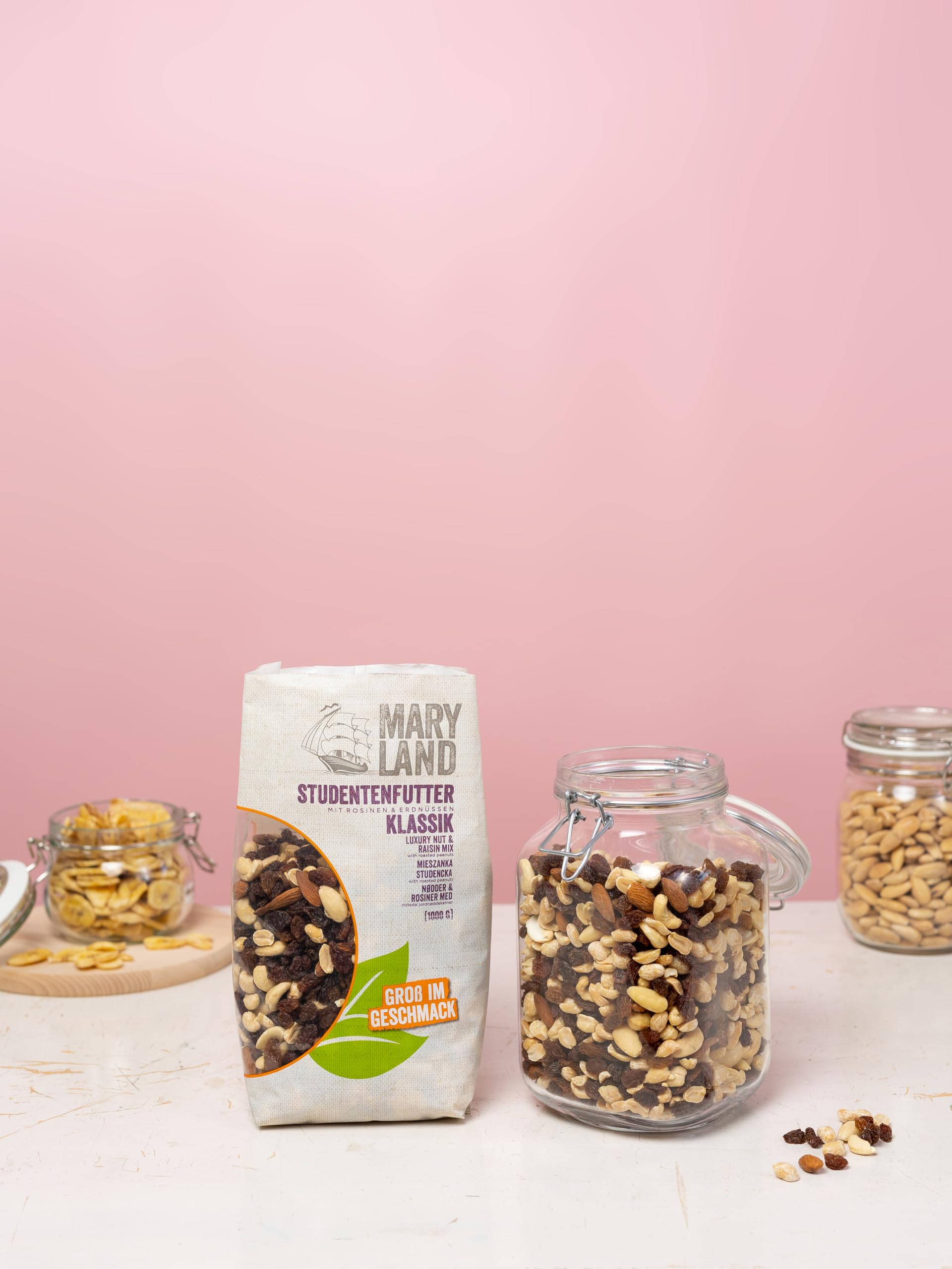 Maryland Studentenfutter Klassik 4 x1kg Vorratspackung – Rosinen, Erdnusskerne, Cashewkerne und Mandeln in Nuss Frucht Mischung – 100% vegan – Im Großbeutel (4 x 1kg)