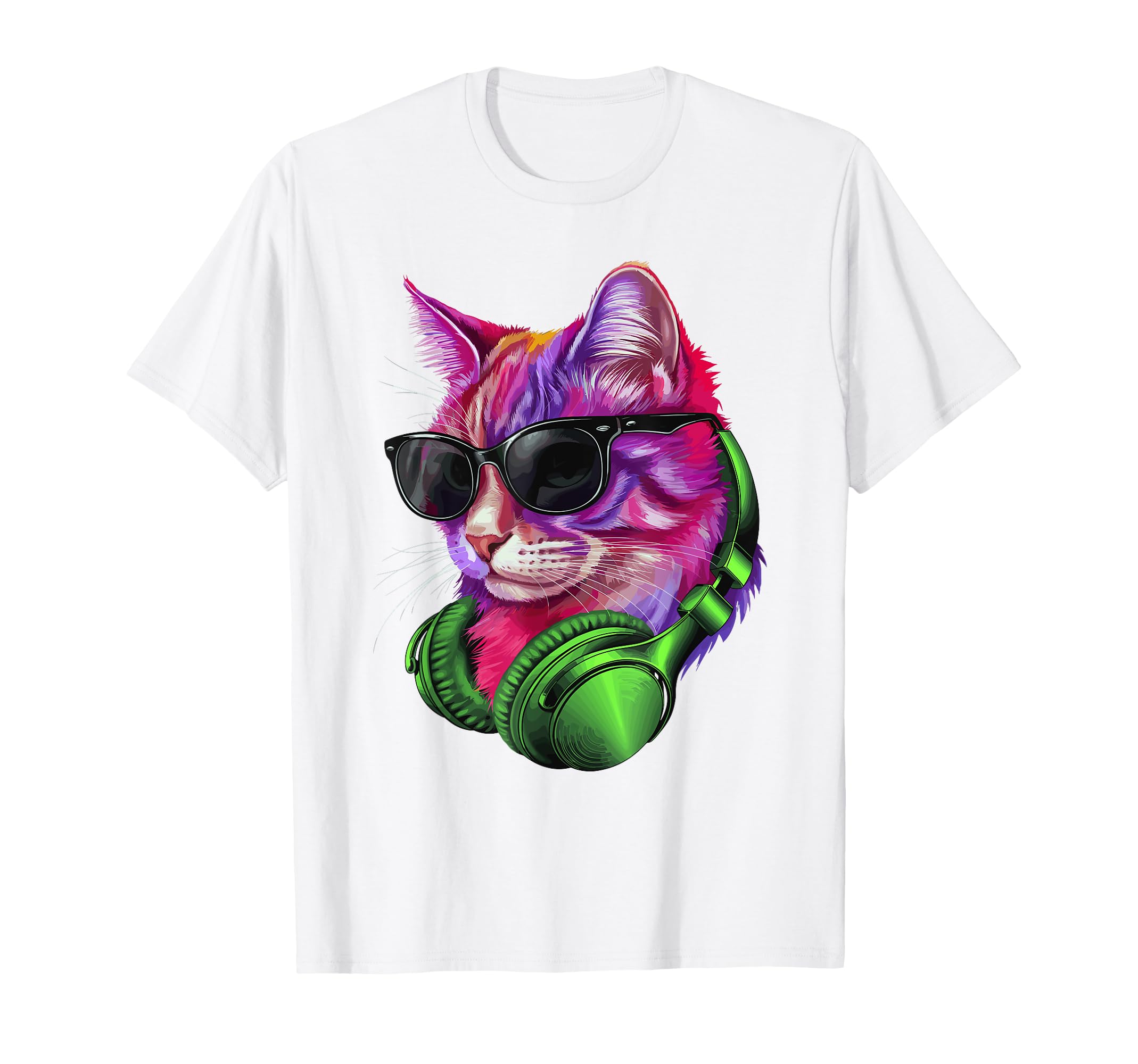 Cat Headphones Raver Animal Techno Rave EDM Music Festival T-Shirt for Men Women Kids