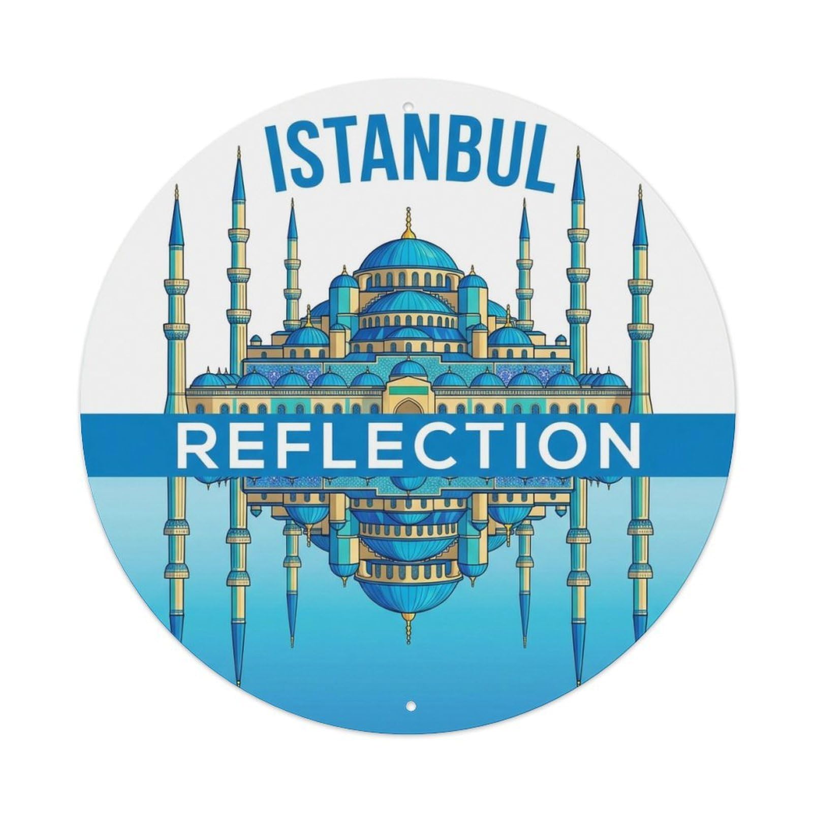 Vintage Travel Istanbul Turkey Reflection Vintage Metal Tin Sign Plaque Wall Decor for Cafe, Club Bar, Office, Garden Metal Poster 8x8Inch