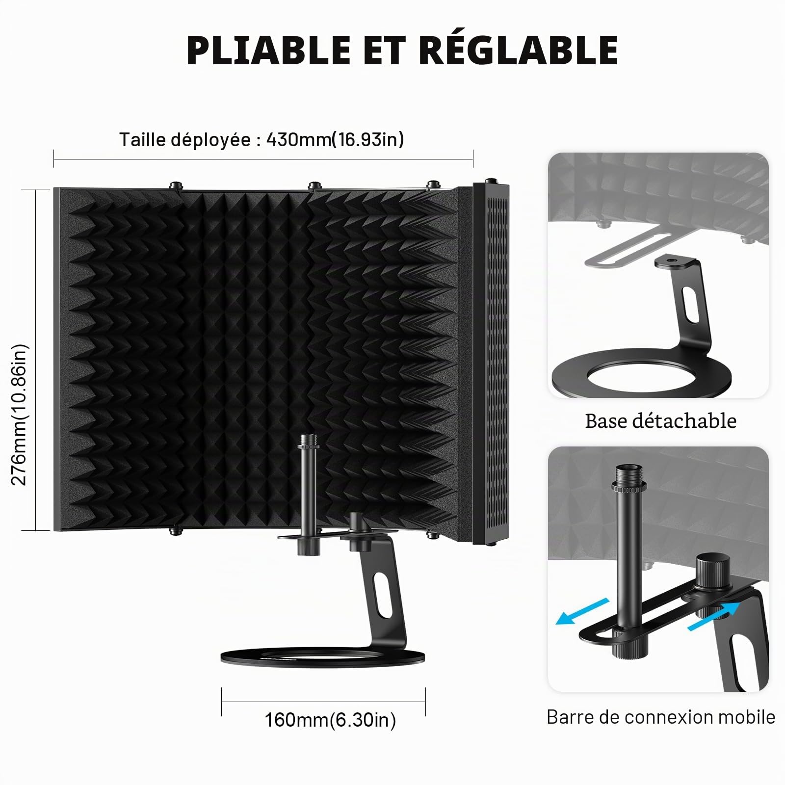 Aokeo Filtre Anti-Pop pour Microphone d'enregistrement Studio Mousse absorbante Haute densité utilisée pour filtrer(AO-505)