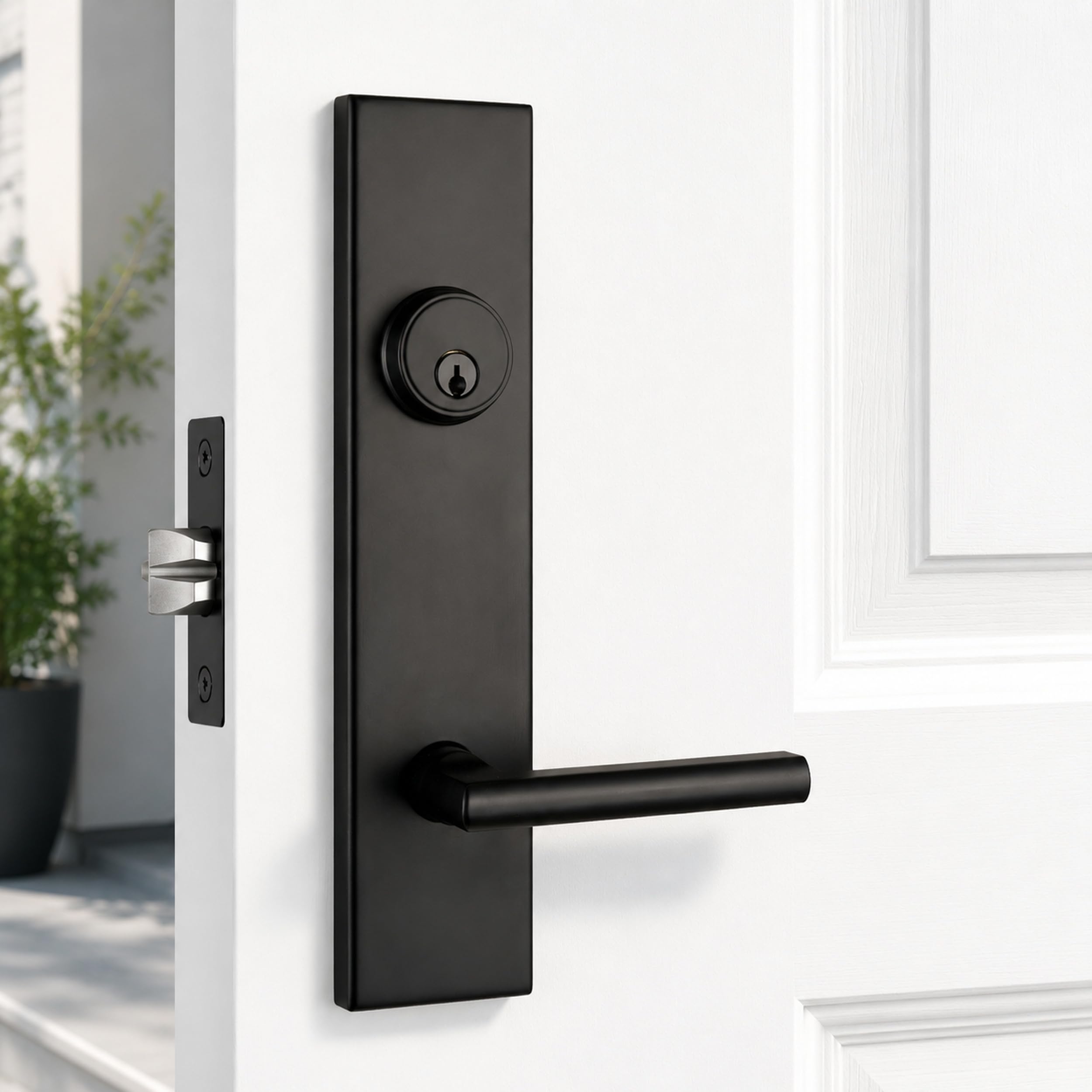 NEWBANG Exterior Entry Door Lock Set with Deadbolt Matte Black Finish