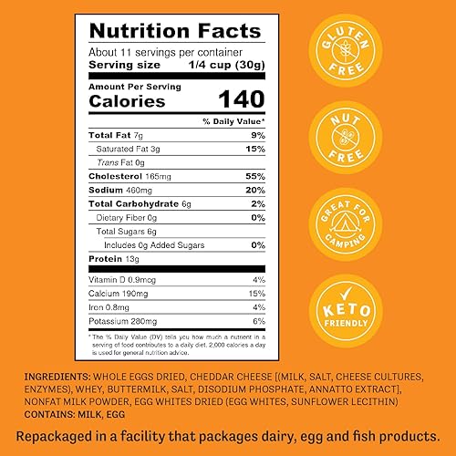 Miniatura 10 de Judee's Gluten Free Mezcla de huevos revueltos con queso de 1.5 libras, sin OMG, sin gluten y sin nueces, tu desayuno básico favorito hecho con