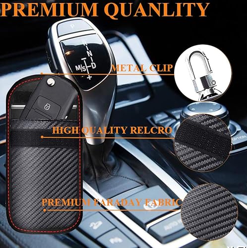 Miniatura 4 de Bolsa Faraday mejorada para llavero (paquete de 2), protector de llavero Faraday de alta calidad, bloqueo de señal RFID para automóvil, protección