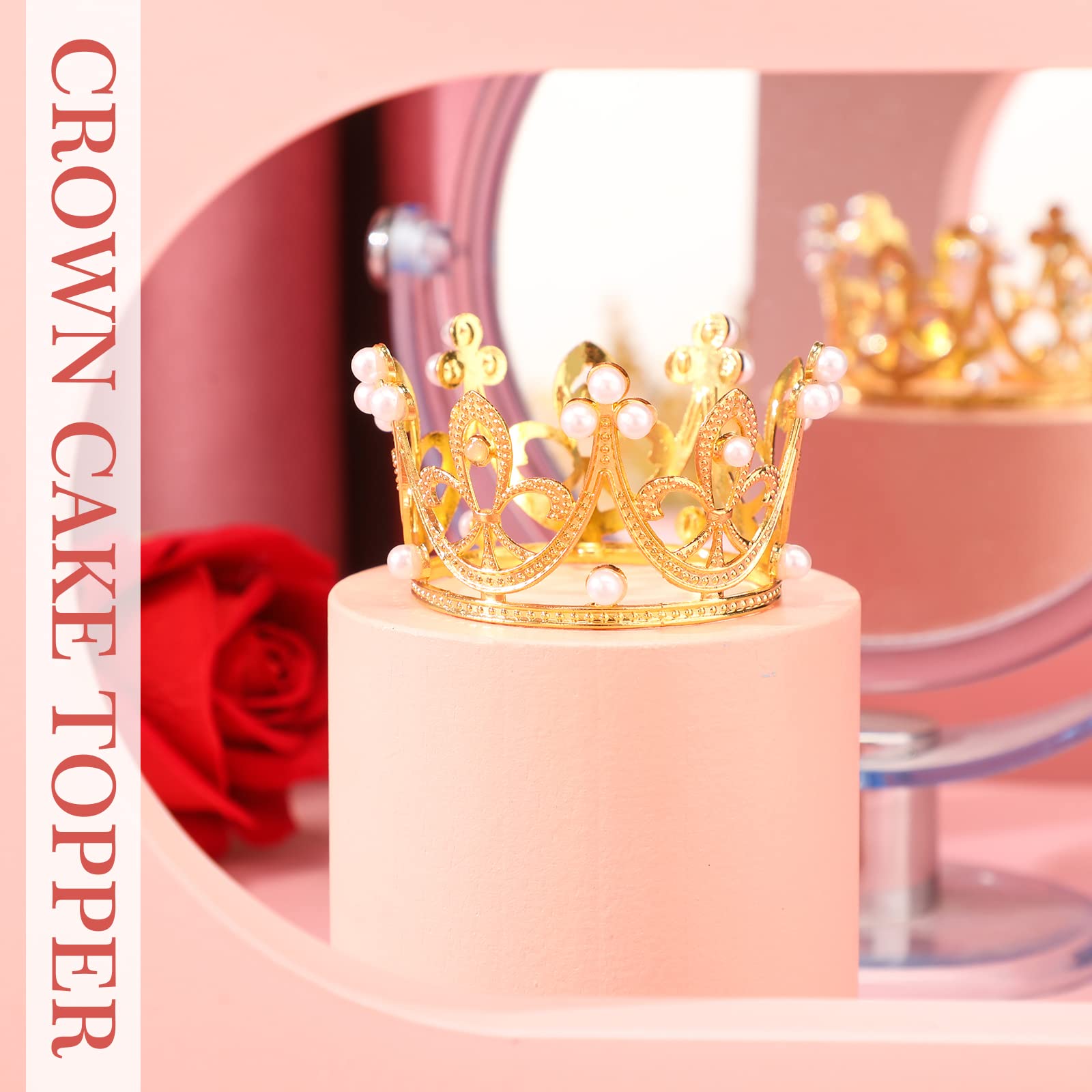BAHABY 20 Pcs Mini Crown Cake Topper Crowns For Flower Bouquets Cupcake Toppers Cake - View #9