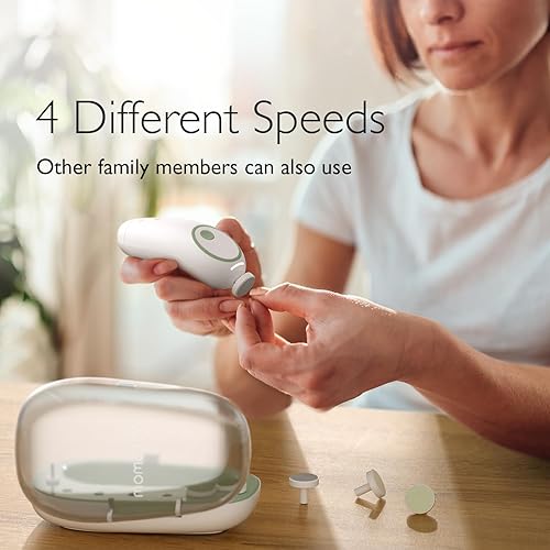 Miniatura 5 de Momcozy Lima de uñas eléctrica para bebé, recortadora de uñas eléctrica suave, recargable, cortaúñas para bebé, 7 almohadillas de repuesto para