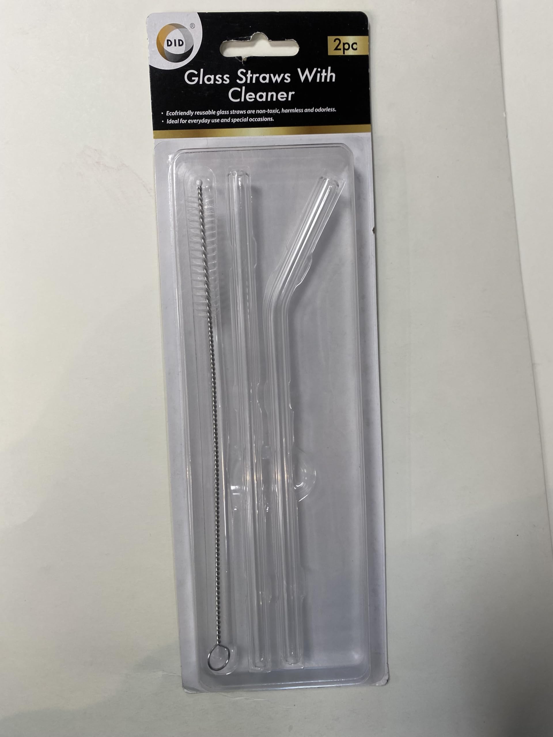 Glass Straws with Cleaner 2pc
